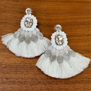 J Crew white boho earrings
